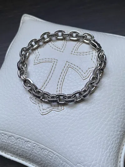 Pre-owned Chrome Hearts Large Paper Chain Bracelet In Silver