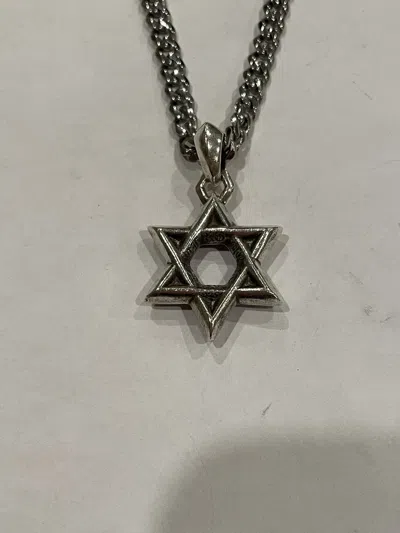Pre-owned Chrome Hearts Large Star Of David Pendant Chain Necklace 925 In Silver