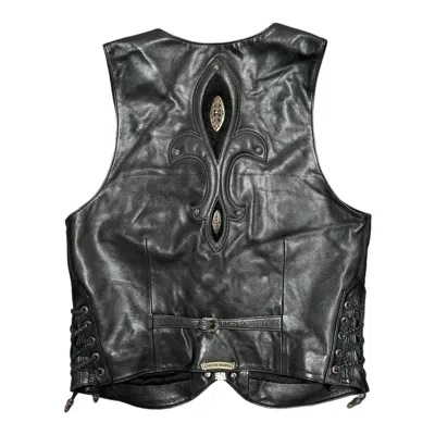 Pre-owned Chrome Hearts Le Fleur Leather Vest Black (custom)