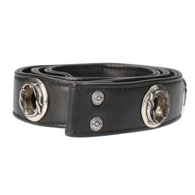 Pre-owned Chrome Hearts Leather Belt Strap Large Grommet In Black