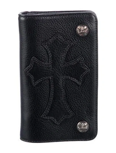 Pre-owned Chrome Hearts Leather Bifold Wallet In Black
