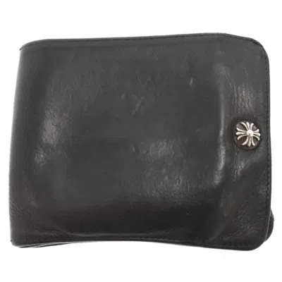 Pre-owned Chrome Hearts Leather Bifold Wallet In Black