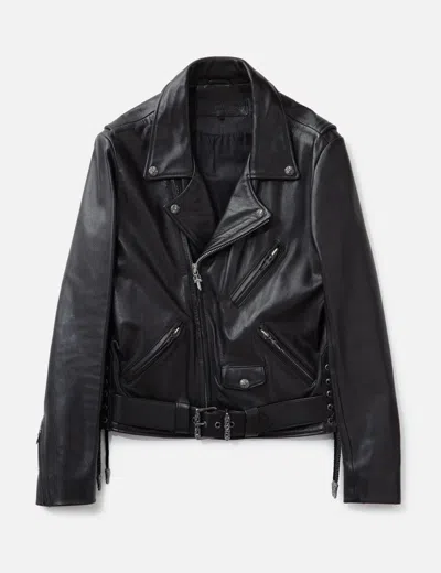 Chrome Hearts Leather Biker Jacket In Black