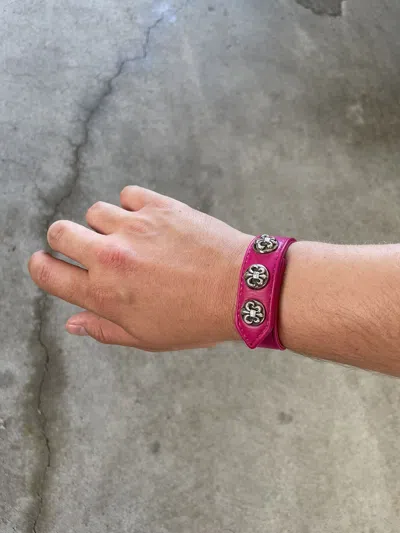 Pre-owned Chrome Hearts Leather Bracelet In Pink