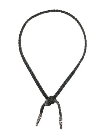 Pre-owned Chrome Hearts Leather Braided Necklace, 21" In Multi