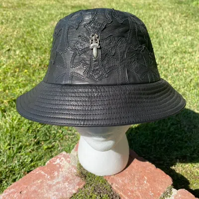 Pre-owned Chrome Hearts Leather Cemetery Patch Dagger Bucket Hat