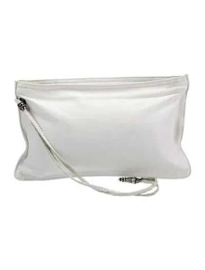 Pre-owned Chrome Hearts Leather Clutch In White