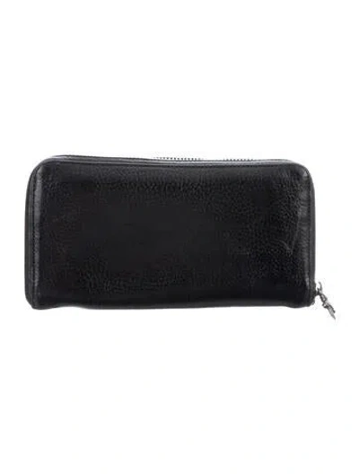 Pre-owned Chrome Hearts Leather Continental Wallet In Black