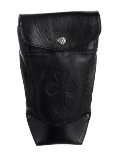 Pre-owned Chrome Hearts Leather Cross Belt Loop Bag In Black