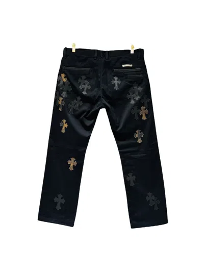 Pre-owned Chrome Hearts Leather Cross Patch Flooded Camo Chino Pants In Black