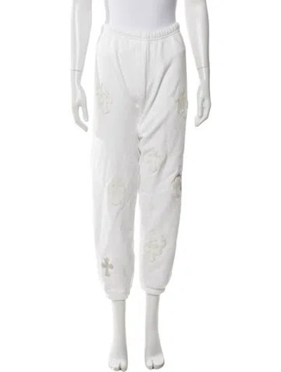 Pre-owned Chrome Hearts Leather Cross Patch Joggers In White