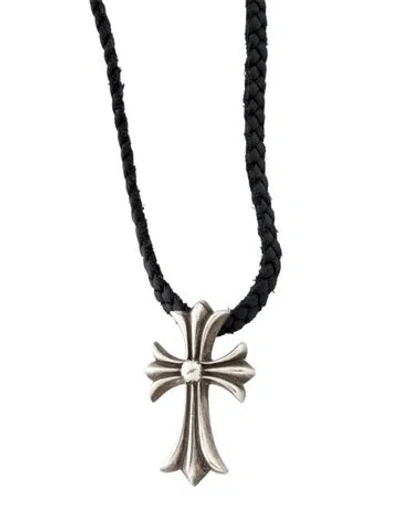 Pre-owned Chrome Hearts Leather Cross Pendant Necklace, 40" In Multi
