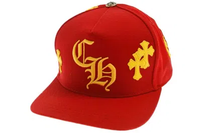 Pre-owned Chrome Hearts Leather Cross Snapback In Red
