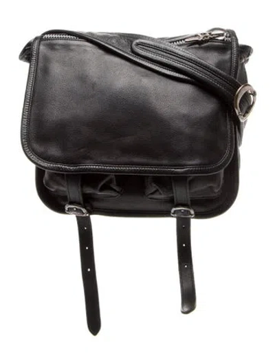 Pre-owned Chrome Hearts Leather Crossbody Bag In Black