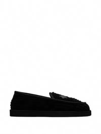 Chrome Hearts Leather Cross-patch Loafers In Black