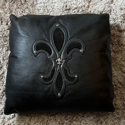 Pre-owned Chrome Hearts Leather Cushion Pillow In Black