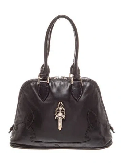 Pre-owned Chrome Hearts Leather Dagger Dome Bag Mini In Black