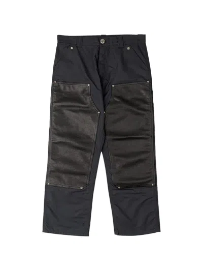 Chrome Hearts Leather Double-knee Carpenter Trousers In Black