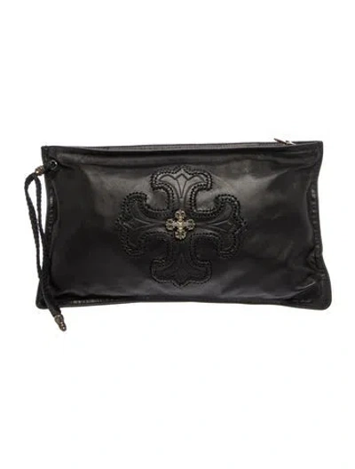 Pre-owned Chrome Hearts Leather Filigree Cross In Black