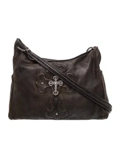 Pre-owned Chrome Hearts Leather Filigree Cross Patch In Brown