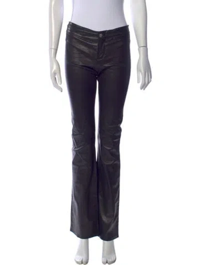 Pre-owned Chrome Hearts Leather Flared Pants In Black