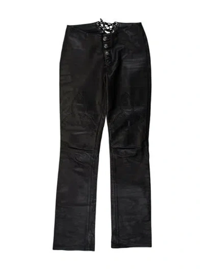 Pre-owned Chrome Hearts Leather Flared Pants In Black