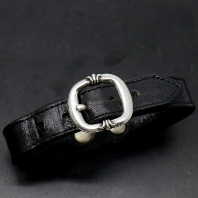 Pre-owned Chrome Hearts Leather Gunslinger Bracelet In Black