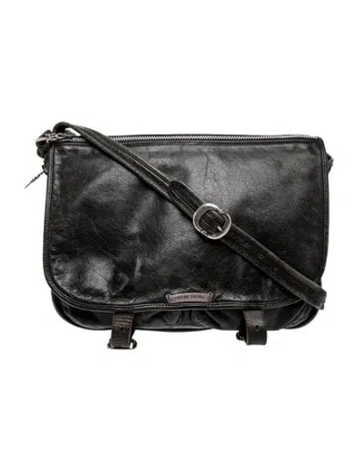 Pre-owned Chrome Hearts Leather Gunslinger Messenger In Black