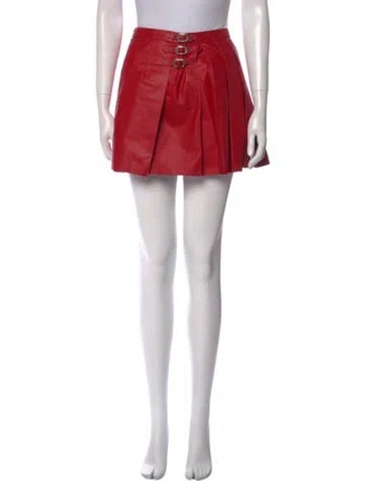 Pre-owned Chrome Hearts Leather Mini Skirt In Red