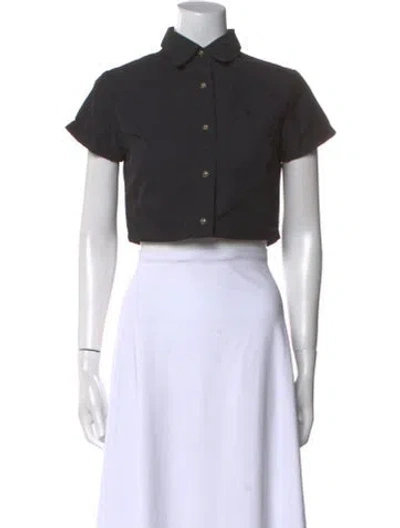 Pre-owned Chrome Hearts Leather Patch Pocket Short Sleeve Crop Top In Black