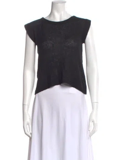 Pre-owned Chrome Hearts Leather Plus Patch Scoop Neck Sweater In Black