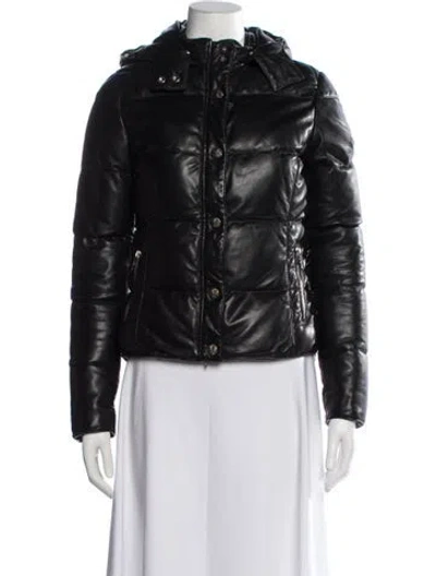 Pre-owned Chrome Hearts Leather Puffer Lamb Leather Down Jacket In Black