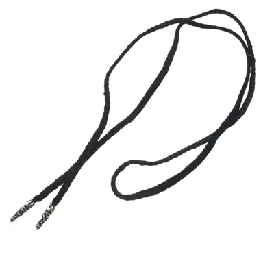 Pre-owned Chrome Hearts Leather Silver Braid Strap Necklace