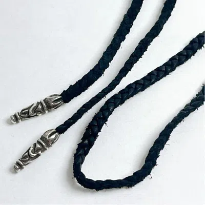 Pre-owned Chrome Hearts Leather Silver Braid Strap Necklace
