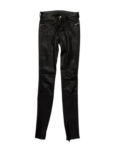 Pre-owned Chrome Hearts Leather Skinny Leg Pants In Black
