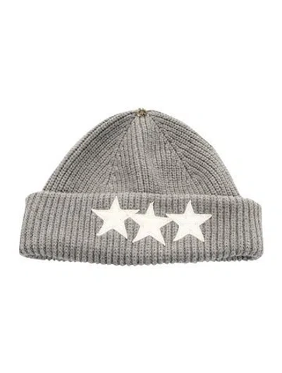 Pre-owned Chrome Hearts Leather Star Patch Beanie In Grey