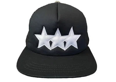 Pre-owned Chrome Hearts Leather Star Trucker Hat In Black/white