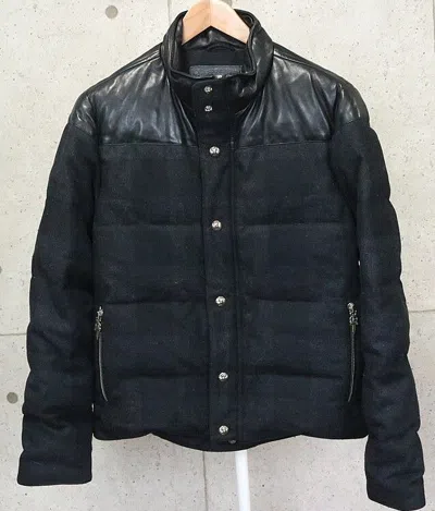 Pre-owned Chrome Hearts Leather Stiff Jacket In Black