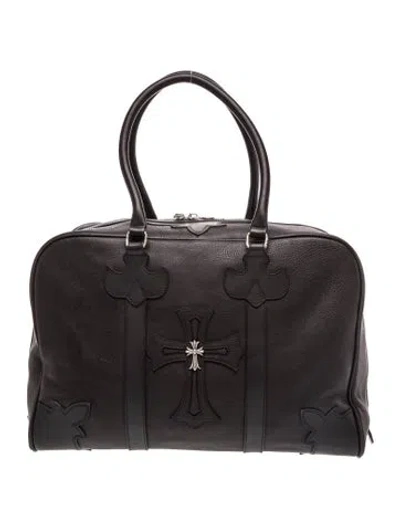 Pre-owned Chrome Hearts Leather Top Handle Bag In Black
