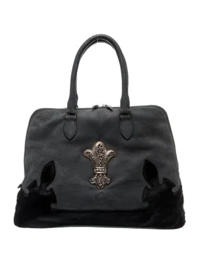 Pre-owned Chrome Hearts Leather Top Handle Bag In Black