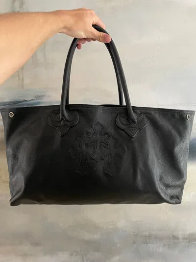 Pre-owned Chrome Hearts Leather Tote Bag Button Unisex In Black