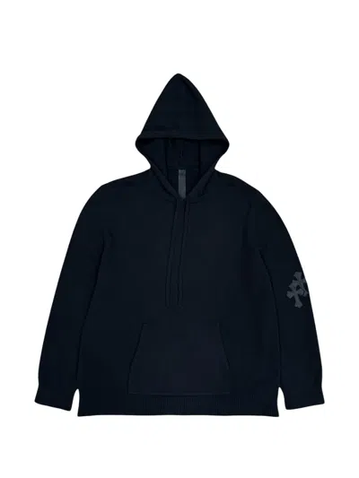 Chrome Hearts Leather-patch Cashmere Hoodie In Black