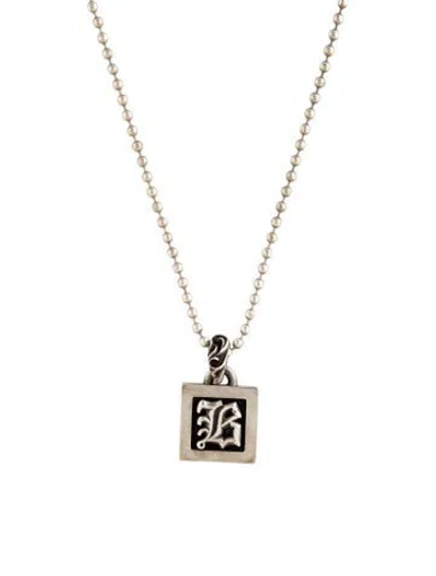 Pre-owned Chrome Hearts Letter 'b' Square Pendant Necklace, 20" In Multicolor