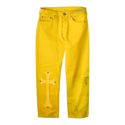 Pre-owned Chrome Hearts Levi's Paris Exclusive Cross Patch Jeans Yellow