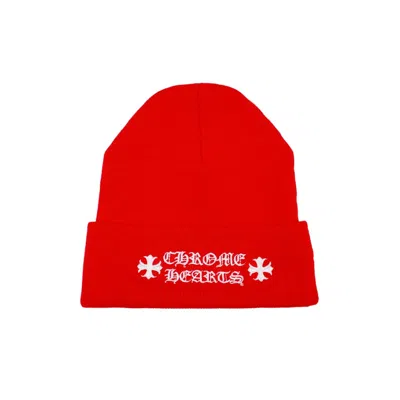 Pre-owned Chrome Hearts Logo Beanie In Red