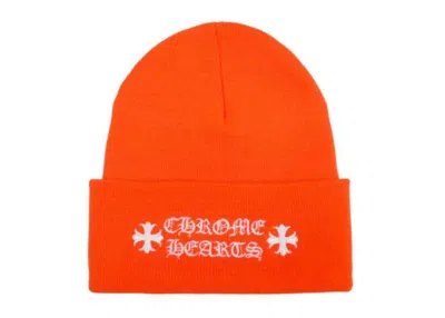 Pre-owned Chrome Hearts Logo Beanie In Safety Orange