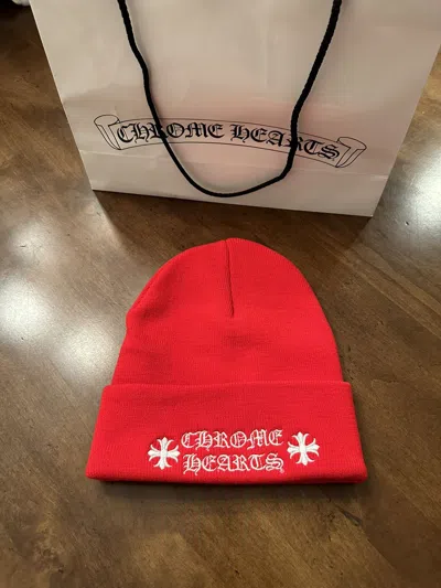 Pre-owned Chrome Hearts Logo Beanie In Red