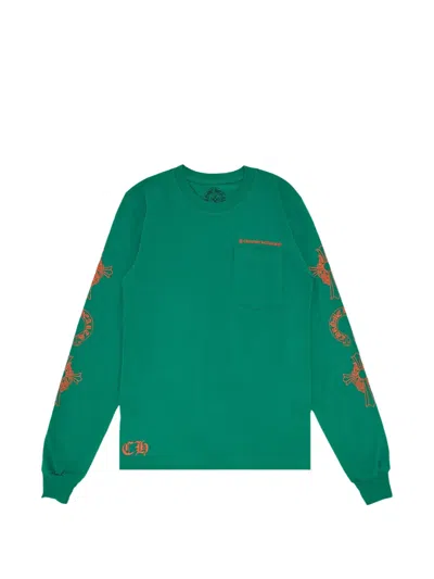 Chrome Hearts Logo-embroidered Long-sleeve T-shirt In Green