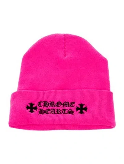 Pre-owned Chrome Hearts Logo Knit Beanie In Pink