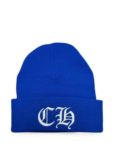 Chrome Hearts Logo-embroidered Beanie Hat In Blue
